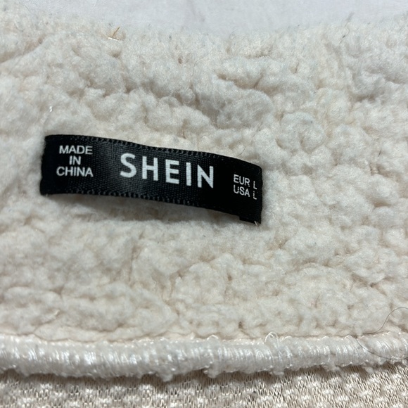 SHEIN Cream Sherpa 1/4 Button-up Pullover Size L - Picture 6 of 10